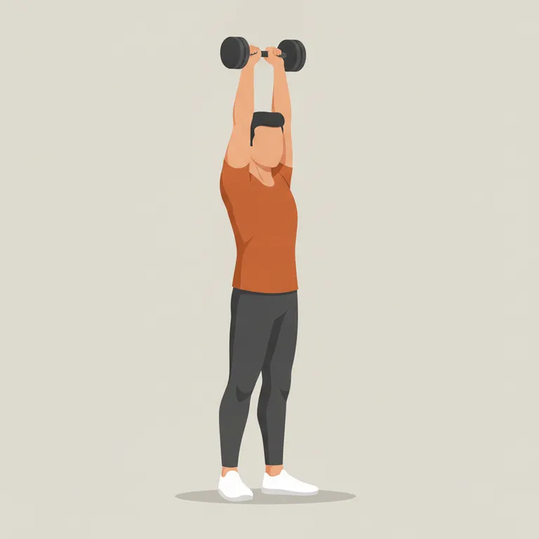 Dumbbell Overhead Triceps Extension starting position