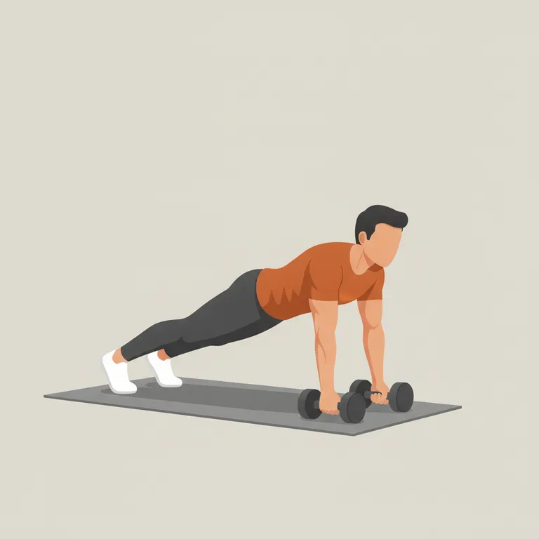 Dumbbell Renegade Row end position