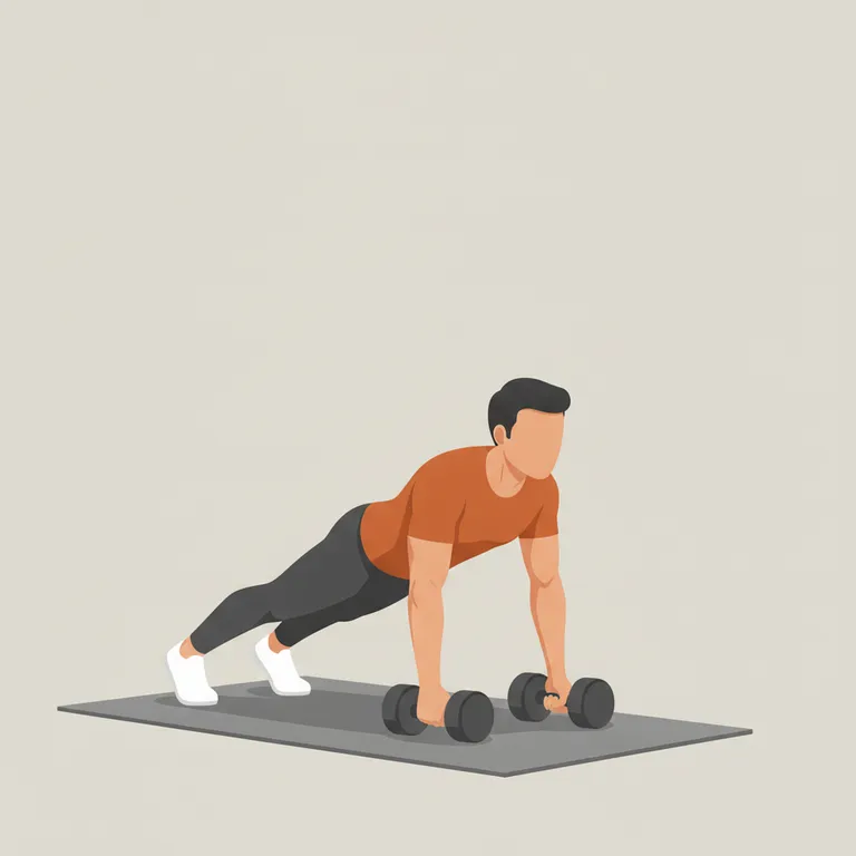 Dumbbell Renegade Row starting position