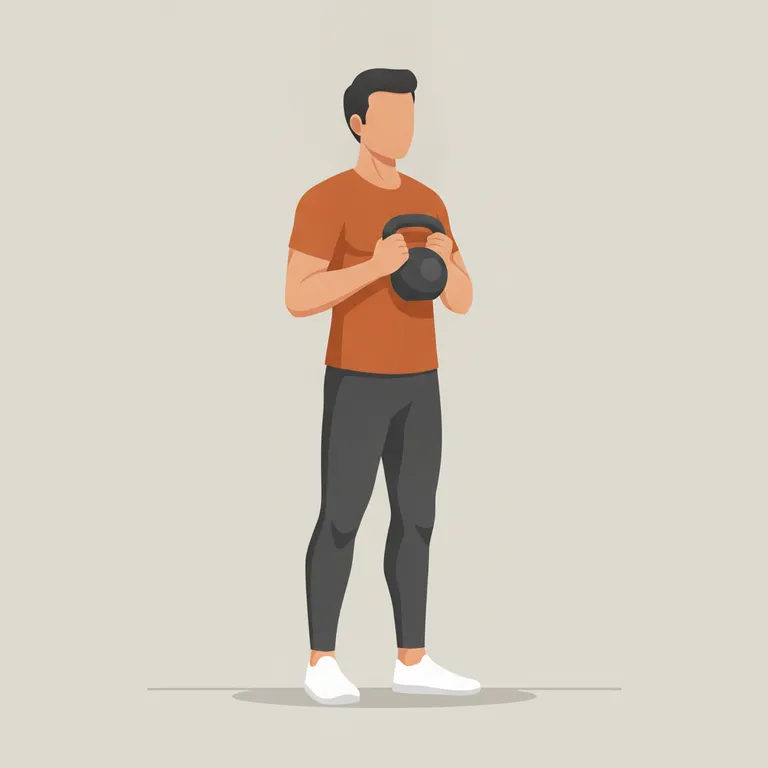 Kettlebell Goblet Squat starting position