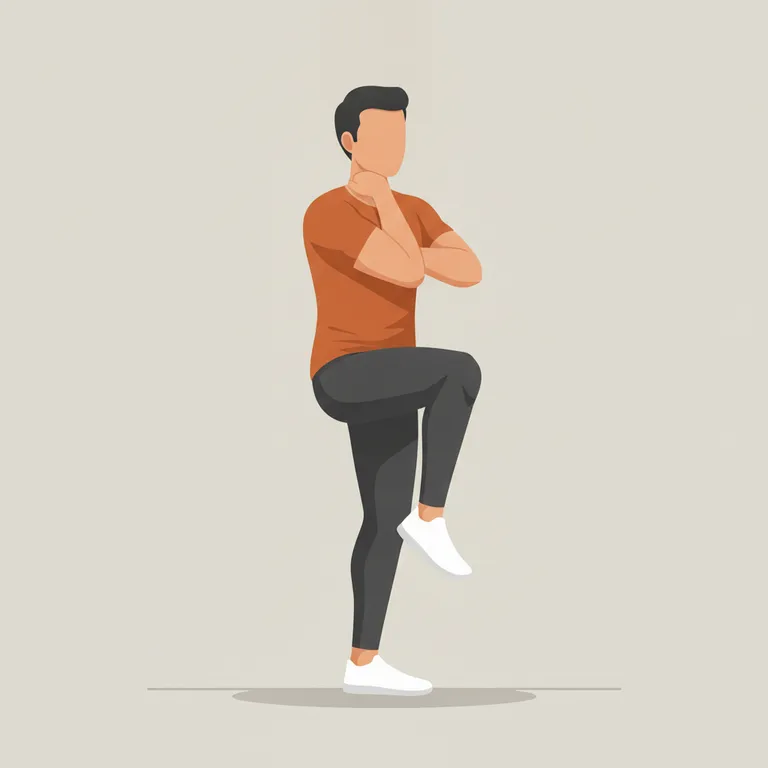 Standing Cross-Body Knee Crunch end position